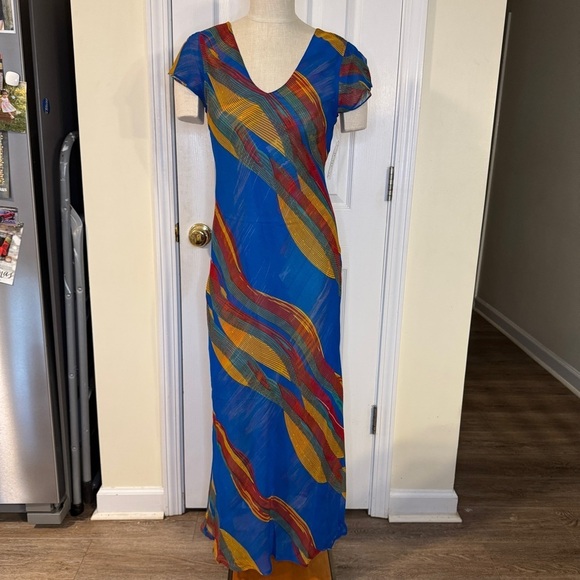 Jasmine KC Reversible Mesh Maxi Dress | Multicolor Abstract Print | Size M NWT - Picture 3 of 8